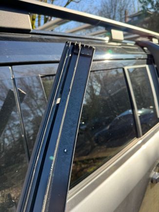 The underside of the trim strip - quite easy to see how it fits into the clips (press fit)