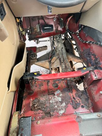 
Progress on the left side floor pan leaving the chat! 

I broke the key off, so where do I get a new key made, or is it possible with a broken key. And why on earth are the manual transmission ignition barrels like $200 new with a set of keys and the automatic ones are $900? 