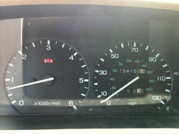 speedo at 234K as I bought it - just 94 miles by me so far...and yes the SRS light is on!