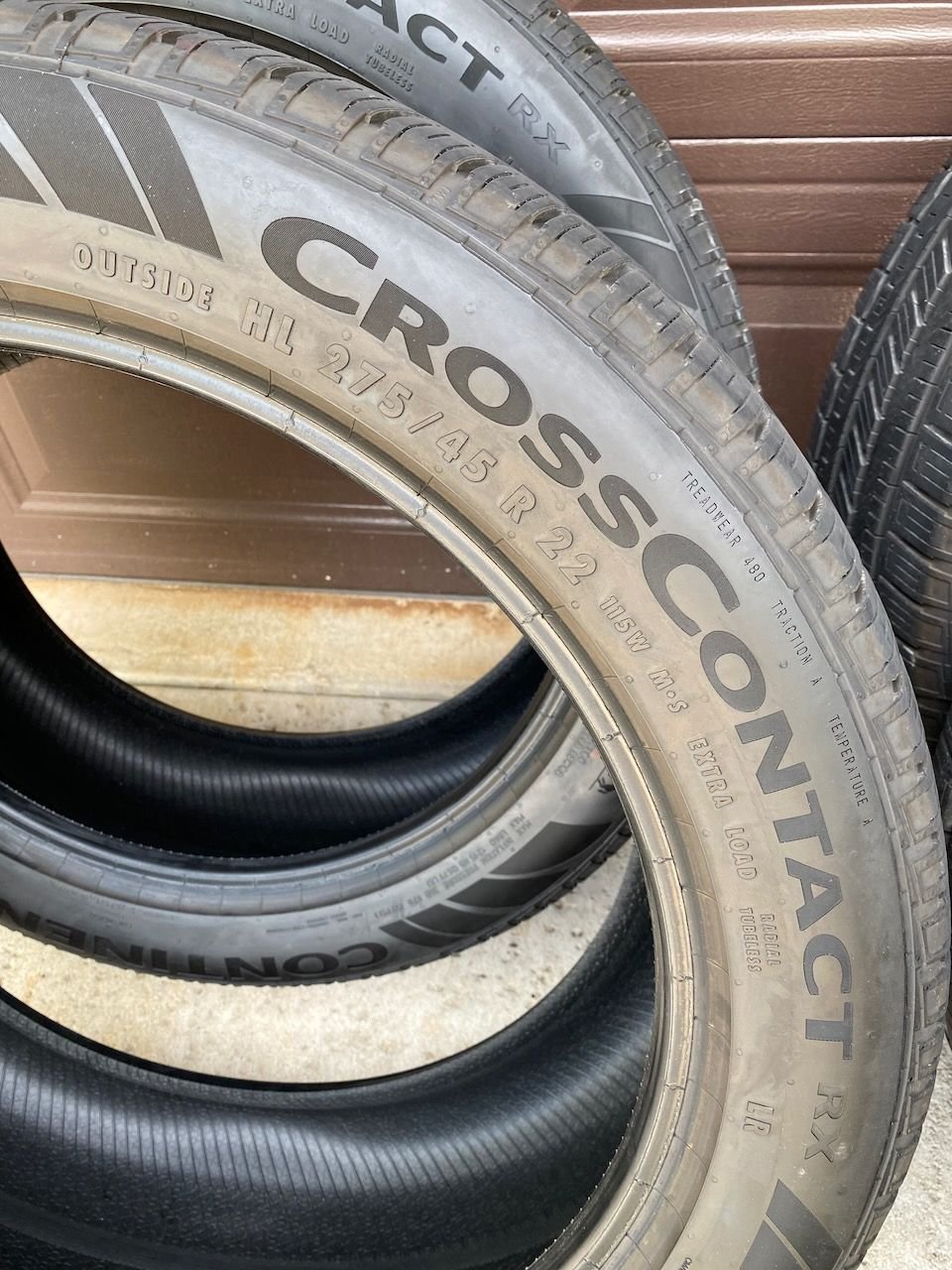 Wheels and Tires/Axles - (5) CONTINENTAL CROSS CONTACT RX 275/45/22 Tires, Only 500 Miles on them - Used - 0  All Models - Spicewood, TX 78669, United States
