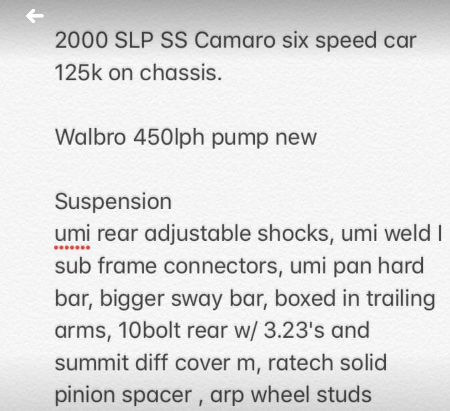 2000 Chevrolet Camaro - 2000 Camaro SS SLP 6spd ROLLER $2500 OBO - Used - VIN Will put in later - 125,000 Miles - Houston, TX 77494, United States