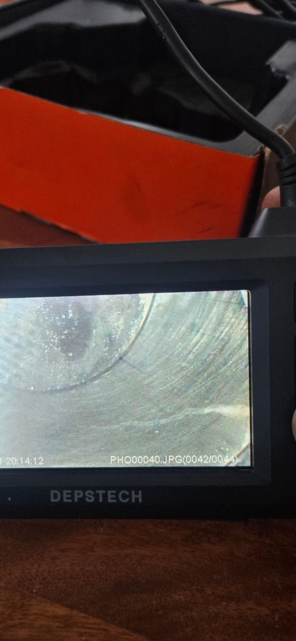 cylinder #7, looks to be dried up coolant that had drained down the wall.