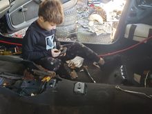 Grandson doing some wrenching today. 