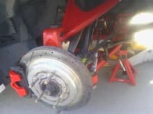Red rear powder coated suspension