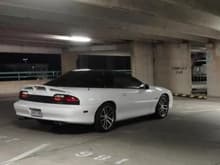 rear view in parking garage