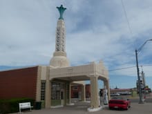 Old Conoco gas station in Shamrock, TX