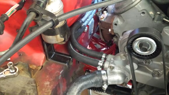 Shortened heater core lines and installed new hoses
