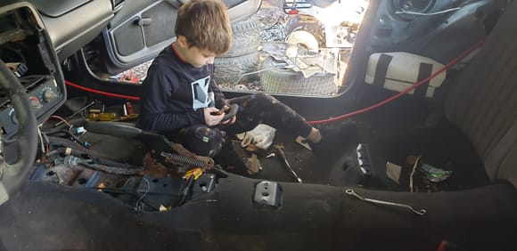 Grandson doing some wrenching today. 