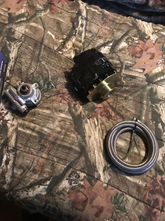 New power steering pump, power master 200 amp alternator and 12 foot of -4an feed Line for my twin setup lines . Every little piece adds up!