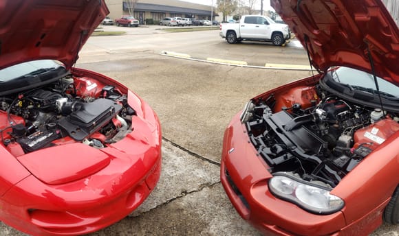 Both just need a retune .  Both have Flex Sensors *wired correctly now* lol so we can flex fuel them both. 

Hopefully we can soar past the 550 tire mark on the camaro on the shitty e65-e70 we have here in new orleans . Only Time will tell! 

Trans am needs bigger injectors but luckily Nick has some . So we can flex it aswell! 