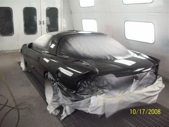 21 Camaro Rear Body in Booth with Clear Coat