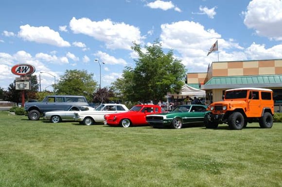 The Camaro with other LS powered vehicles during Hot August Nights 2008
