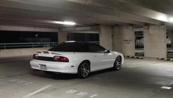 rear view in parking garage