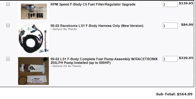  - Racetronix 255 pump, hotwire kit, bucket, and c5 fuel pressure reg kit for 99-02 - Cincinnati, OH 45040, United States