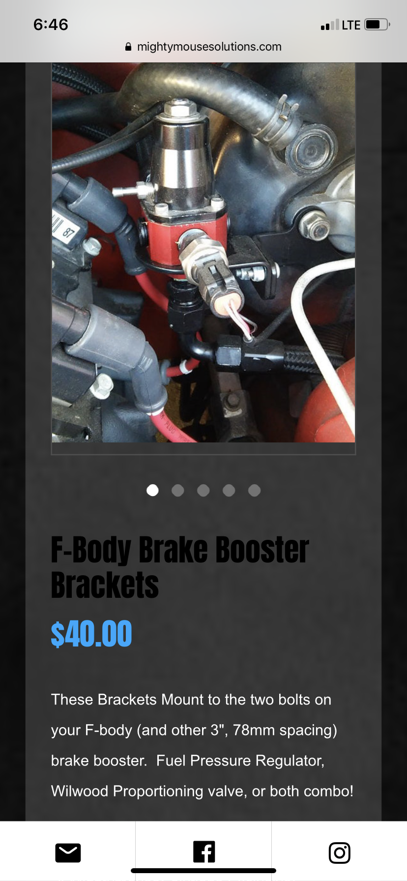  - Mighty Mouse brake booster fpr fuel pressure regulator bracket 93-02 f body - Hutchinson, KS 67502, United States