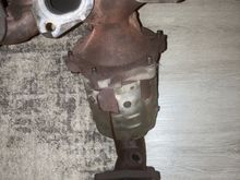 Precat and exhaust manifold off of my 2003 Nissan maxima (restrictive & has a different design from the obx after market y pipe and different design from 4th gen maxima y pipe. If you take your precat off a 5.5 gen maxima you’re going have to replace both manifold and precat with 4th gen manifold and use a flange pipe like mine to delete the precat or get a warp speed y pipe I heard it’s all put together)