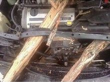 tree limbs through the radiator just missing the engine....still cranks like a champ