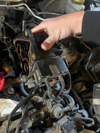 Another view of the piece with the intake manifold removed