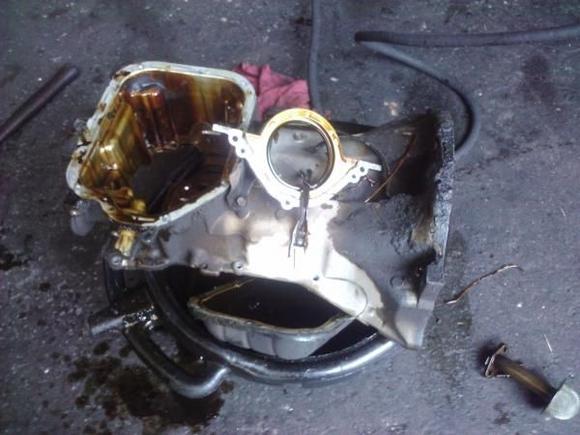 8...the oil pan really dirty..and the rear main seal...