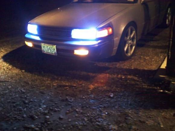 i made the front blinkers the fog lights ... n the blinkers i put in the corner lights , and one right next to the fog light u would never see it till it blinks ,,, killed it !