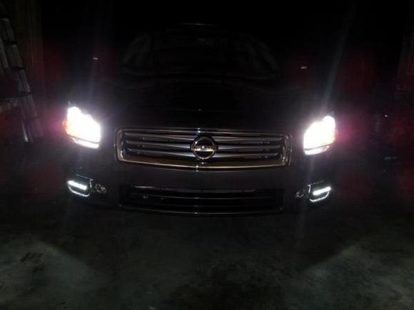 Newly installed 8-LED DRLs with high beams on