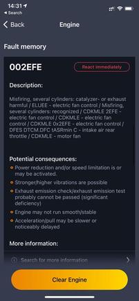 Carly OBD 2 Scanner Reading 8