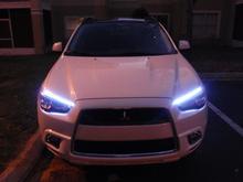 Lightning Eyes at dusk.
(LEDs look brighter than they actually are.)