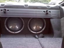Subs - 2 Kenwood 12's, I will get the amp and details later. I keep them pointed in for musicality