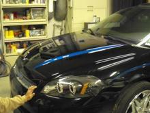 new hood with custom stripes