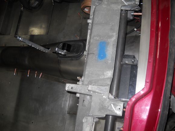 Top view below dash substructure and cage cross member 