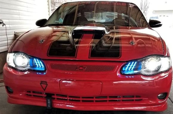 One off headlights with Mustang style reverse slanted LED strips