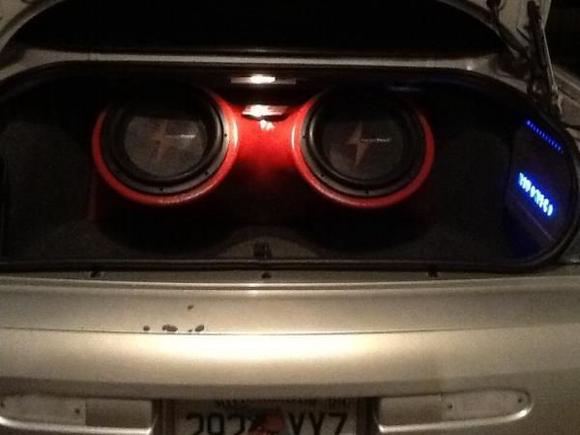 Stock light lights up the fiberglass box perfect.