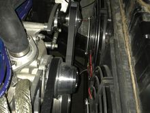 This pulley set up is the reason for the duel fans. The single was about 1/4 inch into the water pump pulley. With two they kind of straddle it. 