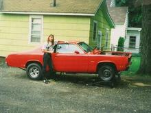 My brother Wade. He bought the car. Put on tiers and dual exhaust. After talk we decieced to scrap the 360 for a 340. Then thats when I came in and totaly redid the car.