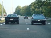 on the road together with my fathers 69 Charger