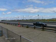 Miramichi Dragway Park . My 68 year old father racing his
  baby, red lines and all. Car was running mid 14' s.