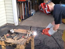 This is my son &quot;practicing&quot; his welding skills.  What he was actually doing was making a mess and using up all my welding wire... but he had lots of fun...:)