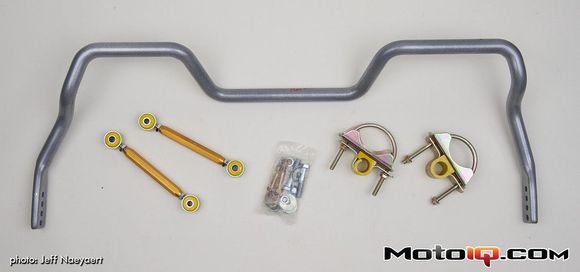 The Whiteline bar is solid spring steel, 27 mm in diameter.