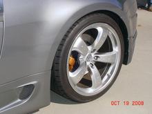 Rays Forged 19" Wheels
Toyo TR1 Tires 285/30/19 R
Brembo 2 Pot Calipers
Stoptech Slotted Rotors
Stainless Brake Lines