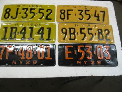 WALL ART 1925,,,27,,,28  NEW YORK LICENSE PLATES