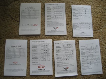 1998-2019 Corvette Color Chip Charts