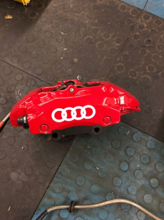 Porsche brembos on Audi adapters, I added some heat proof Audi rings today