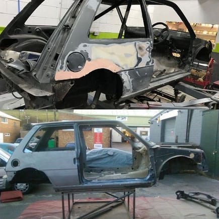 A Renault 5 GT turbo track project we stripped last week. riddle3d with filler and rust but we got it all off!