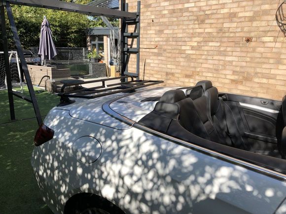 Rack looks good in black but the home made wooden spoiler in this shot is way over the top and probably won’t produce any down force.
