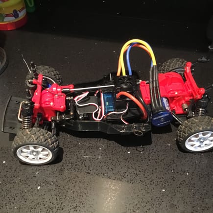 Here is the survivor with the brushless in, I am going to make the wires to the esc shorter. Nearly ready for testing.