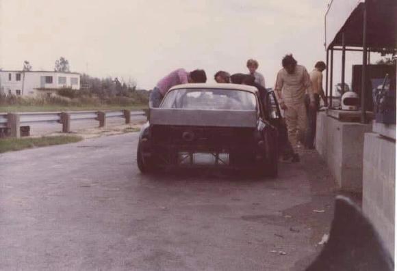 The LT40 Hart Escort Super Saloon being tested at Goodwood Circuit 1978, driven by Andrew Grover.