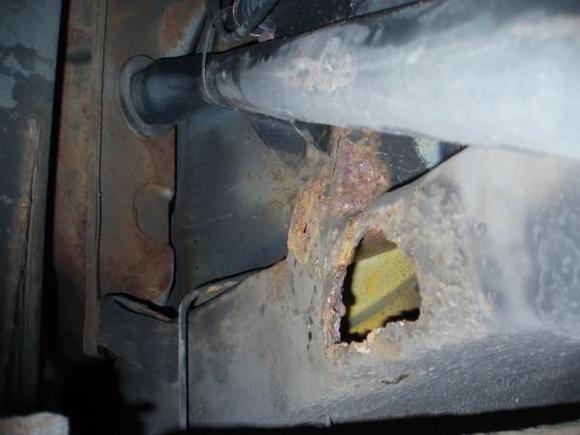 This car may have looked good, but here's an example of how the RH chassis rail had gone.