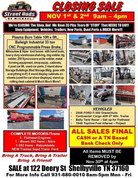 MICHAEL STREET RODS CLOSING SALE  