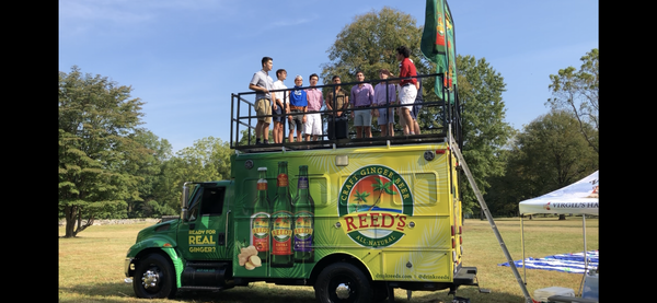 International 4300 with roof top stage