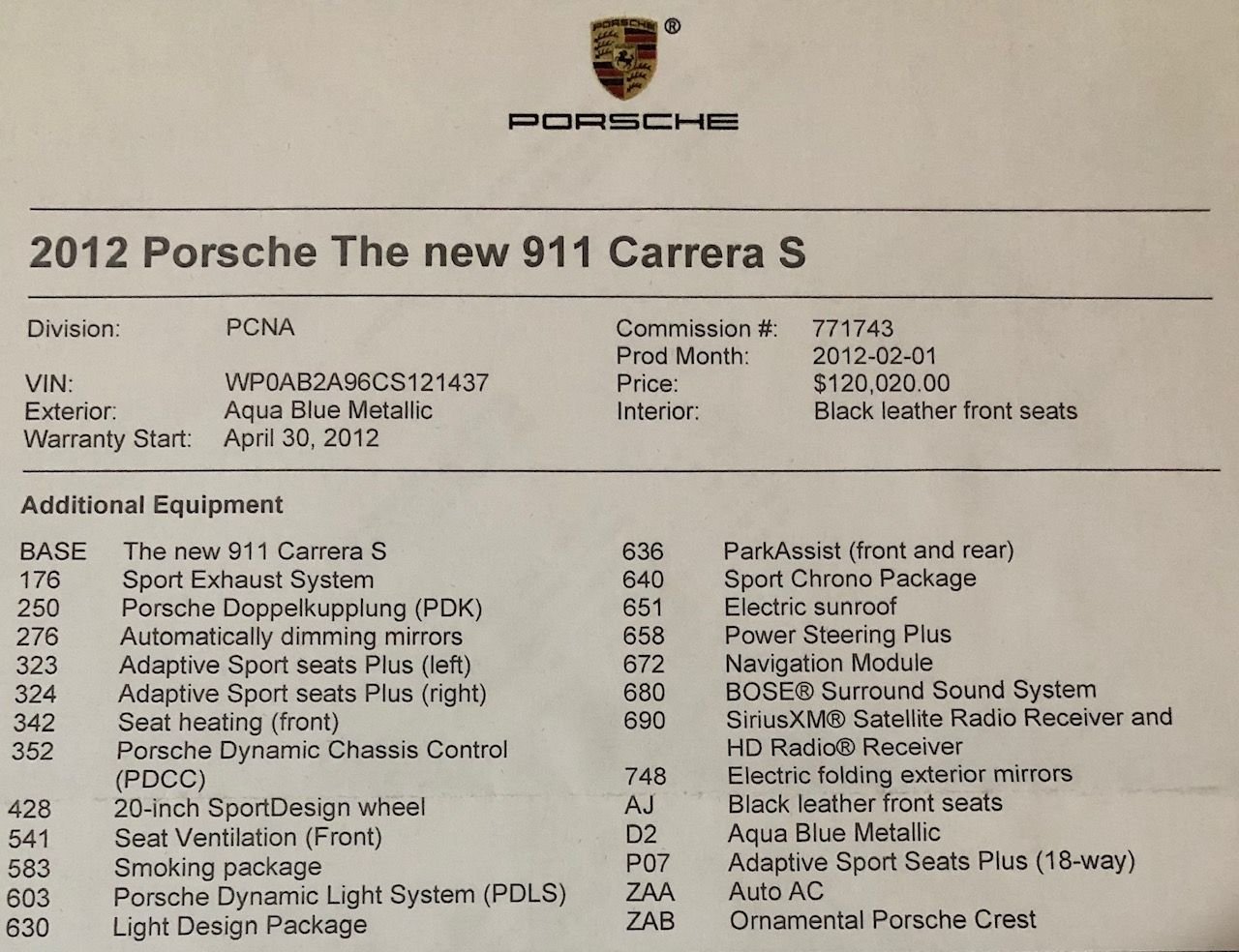 2012 Porsche 911 - 2012 Aqua Blue Metallic 991 C2S PDK - 44k - CPO - well optioned in ATL, GA - Used - VIN WP0AB2A96CS121437 - 43,911 Miles - 6 cyl - 2WD - Automatic - Coupe - Blue - Atlanta, GA 30066, United States